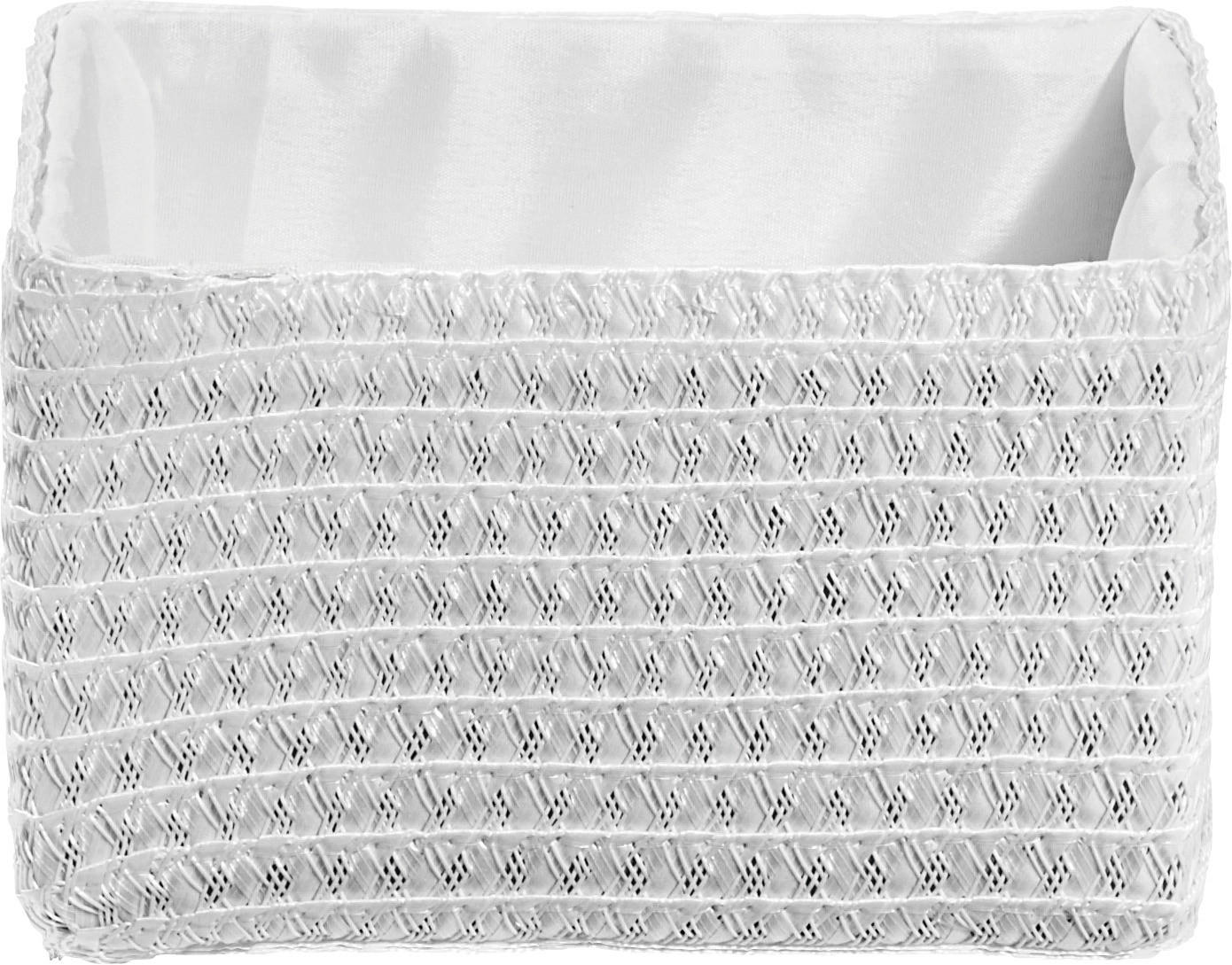 KOŠÍK DO REGÁLU, biela - biela, Basics, textil/plast (19/15/12cm) - Landscape