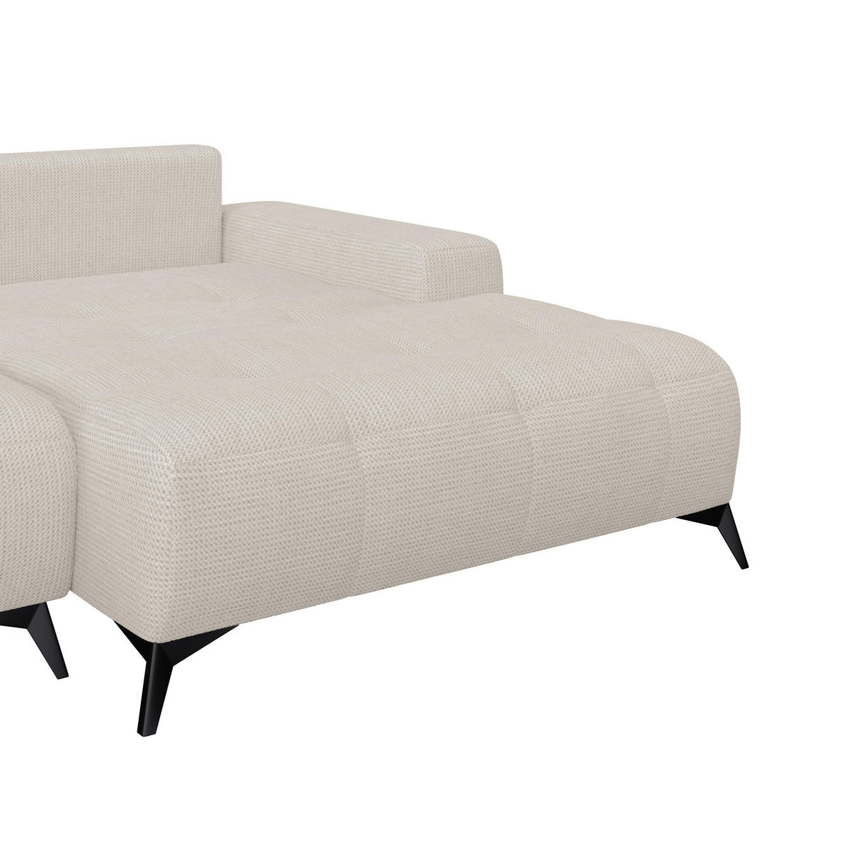 ECKSOFA MAURO Perlmutt Flachgewebe  - Perlmutt/Schwarz, Trend, Textil/Metall (290/175cm) - MID.YOU
