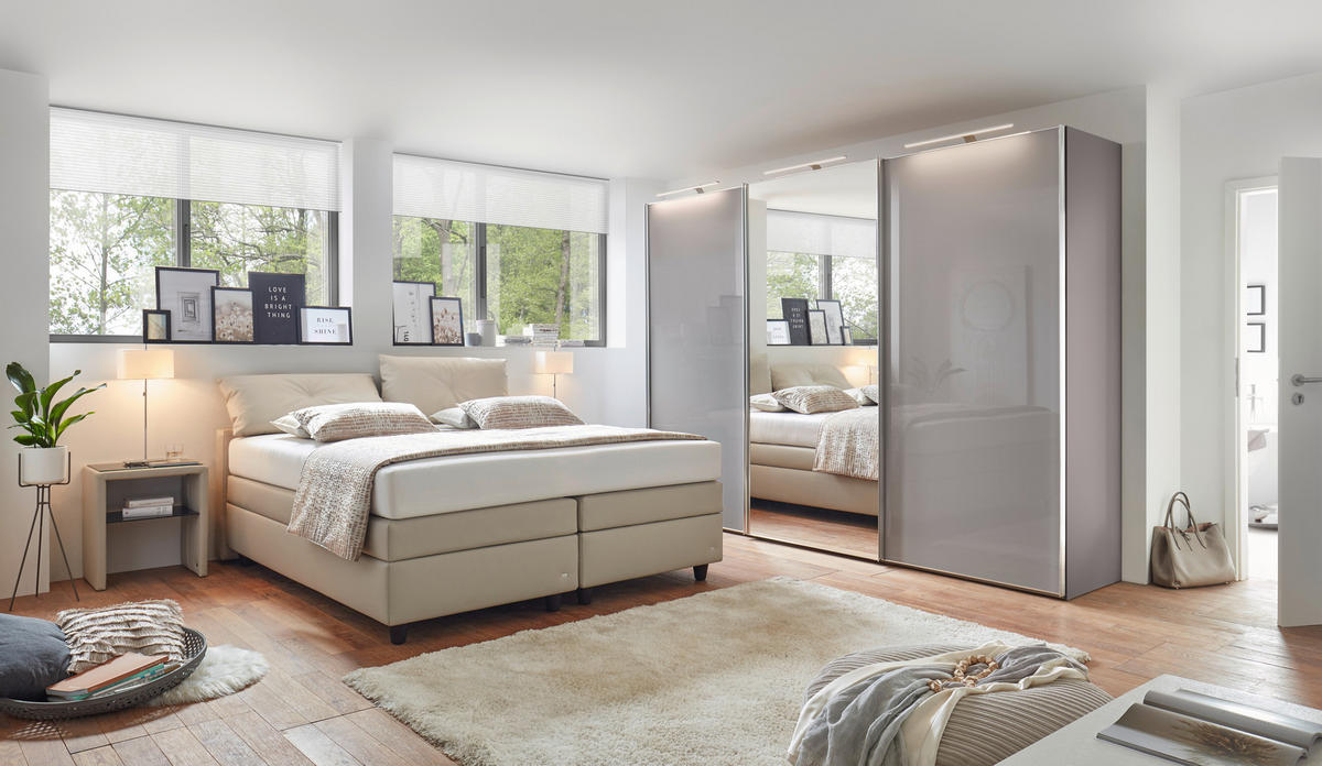 SCHWEBETÜRENSCHRANK 298/222/68 cm 3-türig  - Chromfarben, KONVENTIONELL, Glas/Holzwerkstoff (298/222/68cm) - Moderano