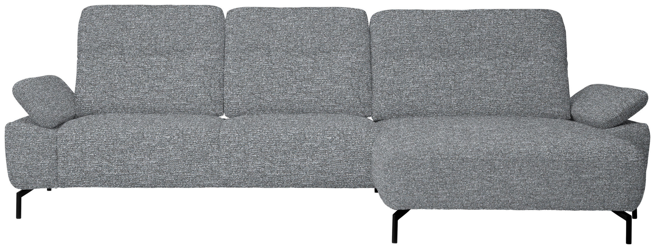 ECKSOFA in Flachgewebe, Chenille Blaugrau  - Blaugrau/Schwarz, Design, Textil/Metall (318/165cm) - Xora