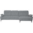 ECKSOFA in Chenille, Flachgewebe Blaugrau  - Blaugrau/Schwarz, Design, Textil/Metall (318/165cm) - Xora