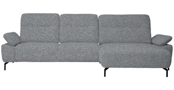 ECKSOFA in Chenille, Flachgewebe Blaugrau  - Blaugrau/Schwarz, Design, Textil/Metall (318/165cm) - Xora