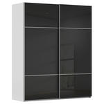 SCHWEBETÜRENSCHRANK 181/223/67 cm 2-türig Grau, Schwarz  - Alufarben/Schwarz, KONVENTIONELL, Glas/Holzwerkstoff (181/223/67cm) - Novel