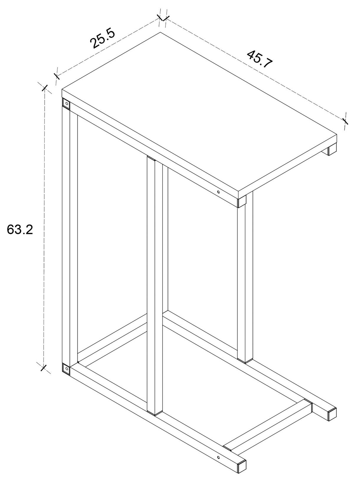 BEISTELLTISCH 46/26/63 cm Schwarz, Honigeiche rechteckig  - Honigeiche/Schwarz, Design, Holzwerkstoff/Metall (46/26/63cm) - MID.YOU