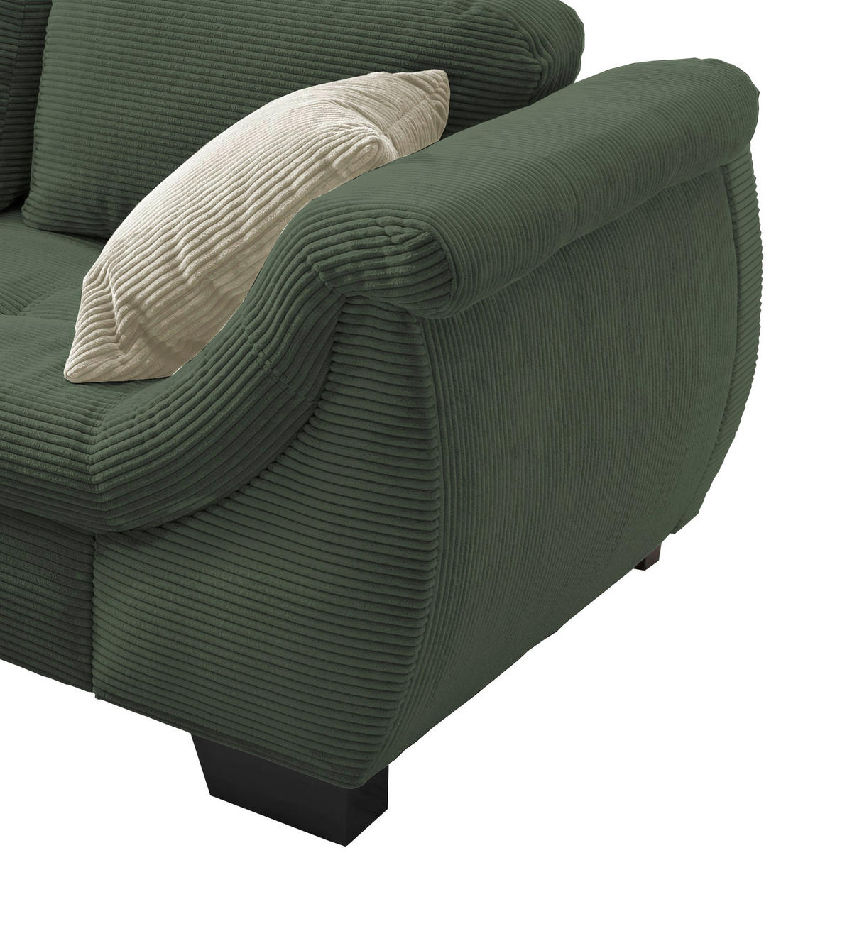 CANAPÉ D'ANGLE in Cord Grün  - beige/vert, Design, textile/bois (190/250cm) - MID.YOU