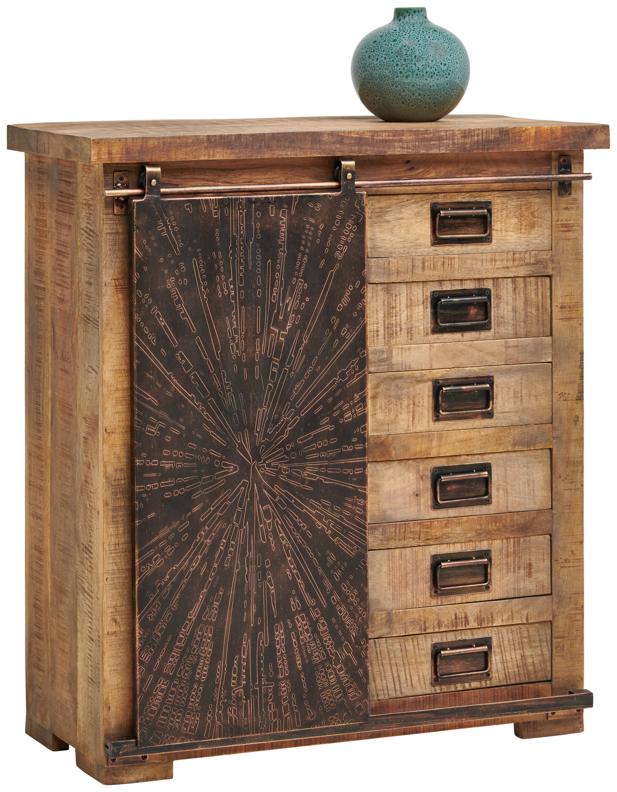 KOMMODE  in 90/100/40 cm  - Schwarz/Naturfarben, Trend, Holz/Metall (90/100/40cm) - Landscape