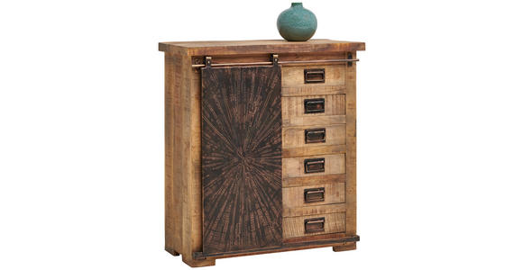 KOMMODE , 90/100/40 cm, 6 Schublade(n)  - Schwarz/Naturfarben, Trend, Holz/Metall (90/100/40cm) - Landscape