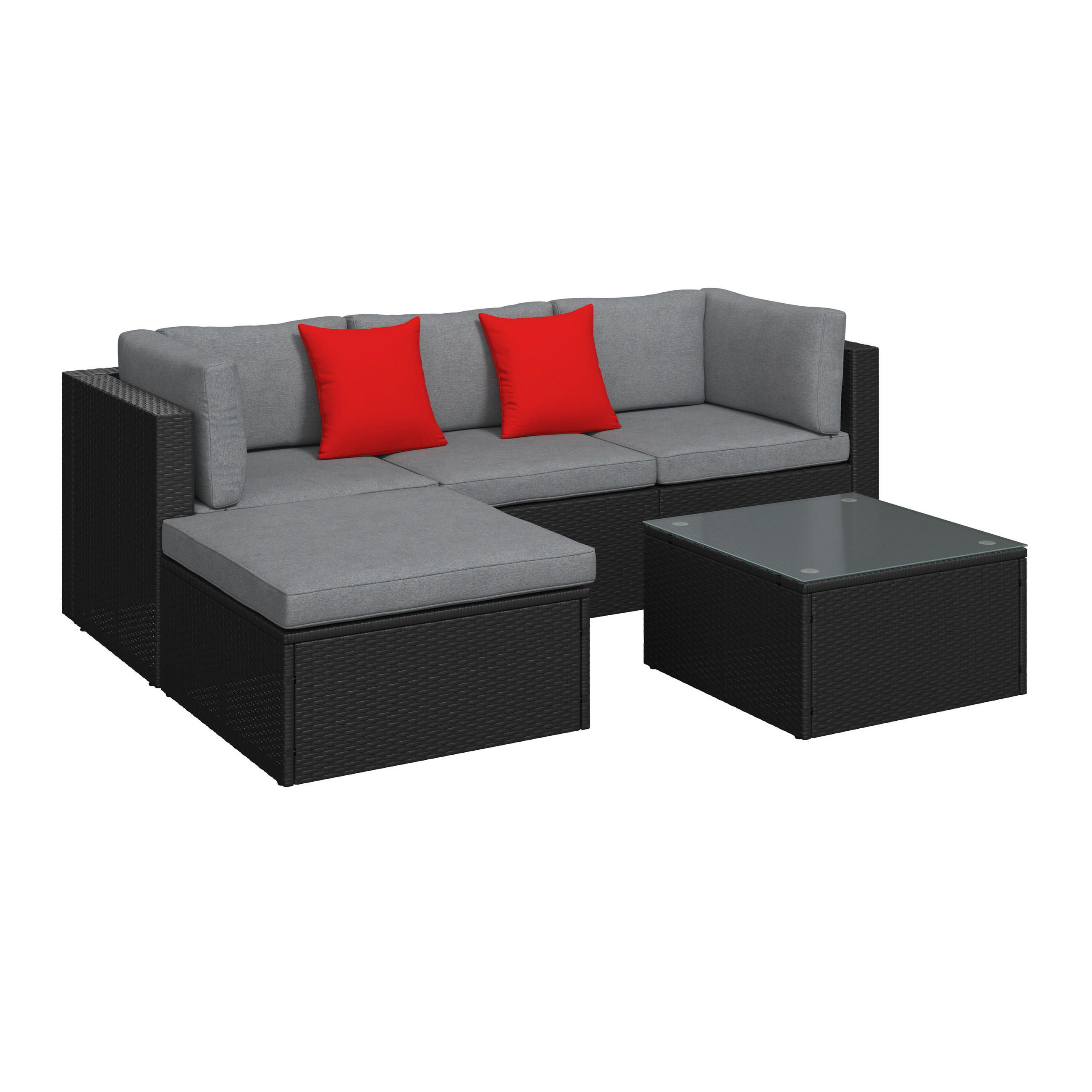 LOUNGEGARNITUR 144/209 cm Stahl  - Rot/Schwarz, Design, Kunststoff/Textil (144/209cm) - Ambia Garden