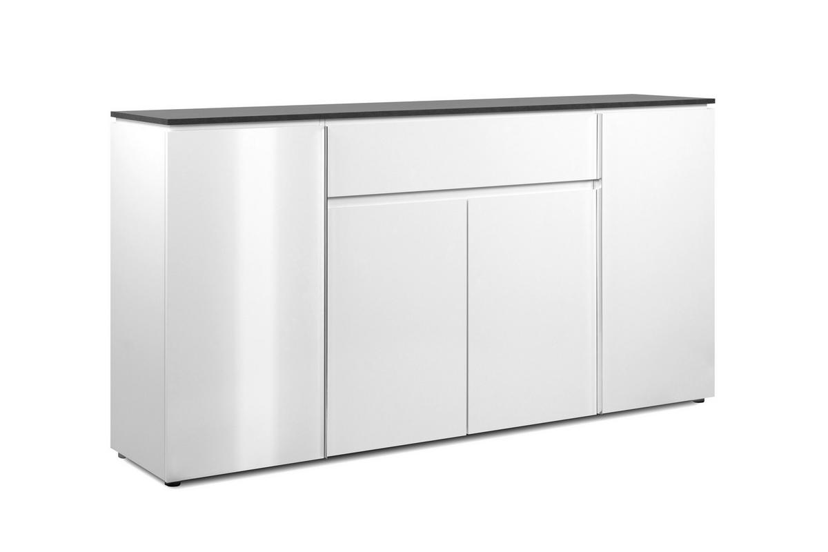 SIDEBOARD  in 177,5/92/40 cm  - Chromfarben/Weiß Hochglanz, Design, Holzwerkstoff/Kunststoff (177,5/92/40cm) - Livetastic