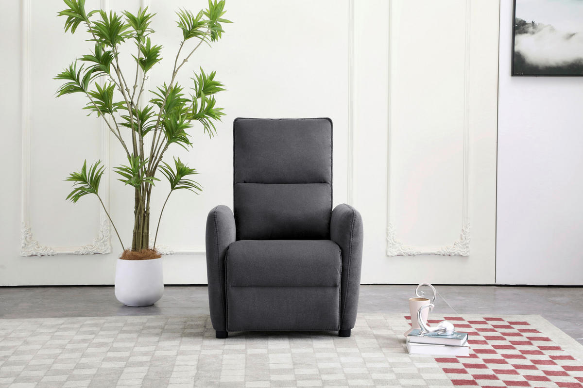 Fotoliu Pentru Televizor din lemn, metal, plastic, textil, gri închis - gri închis/negru, Konventionell, plastic/lemn (74/101/95cm) - Carryhome