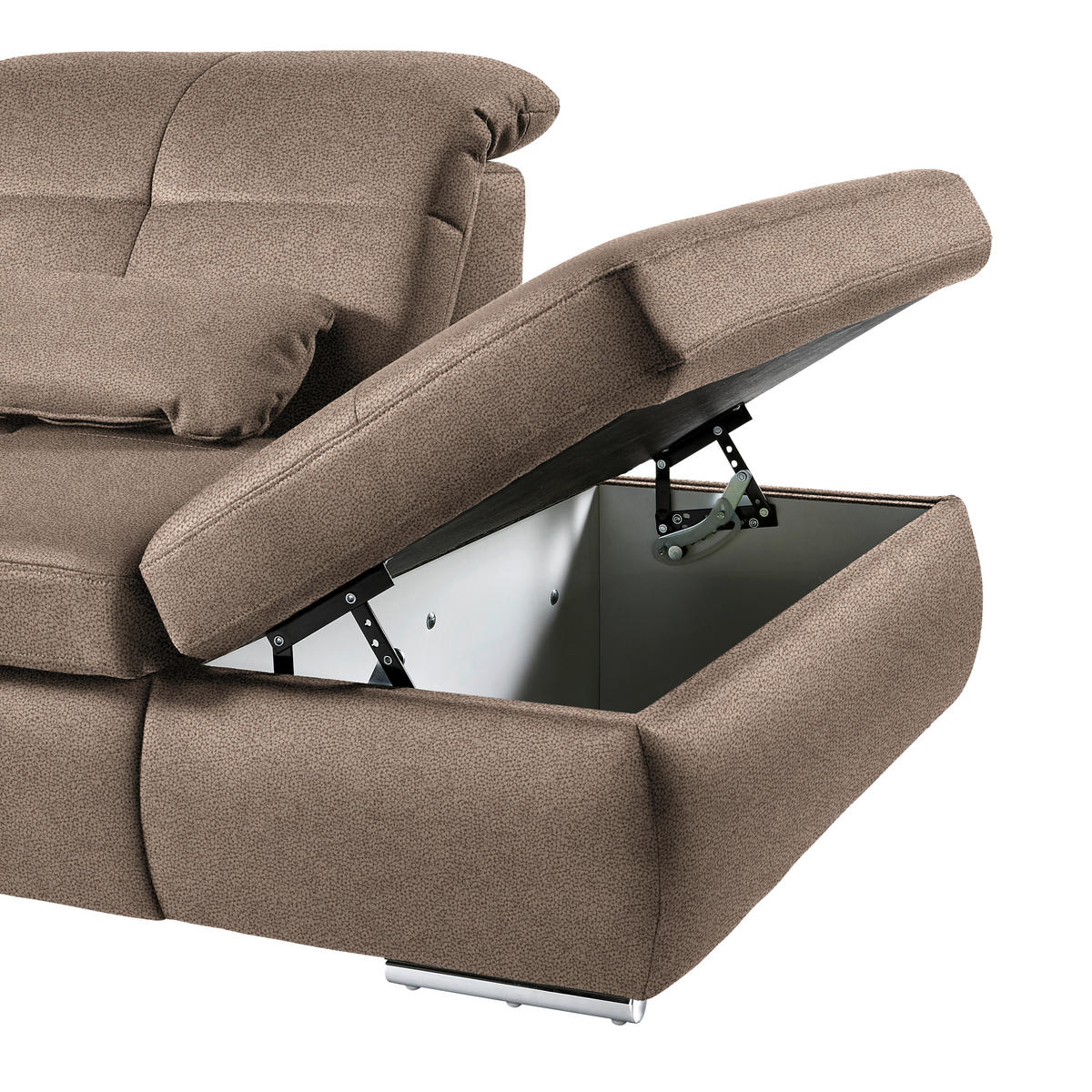 WOHNLANDSCHAFT  in Mikrofaser Sandfarben  - Sandfarben/Chromfarben, Design, Textil (195/371/260cm) - Beldomo Style