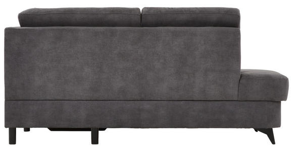 Wohnlandschaft inkl.Funktionen Dunkelgrau Lederlook - Dunkelgrau/Schwarz, KONVENTIONELL, Textil/Metall (194/257cm) - Cantus