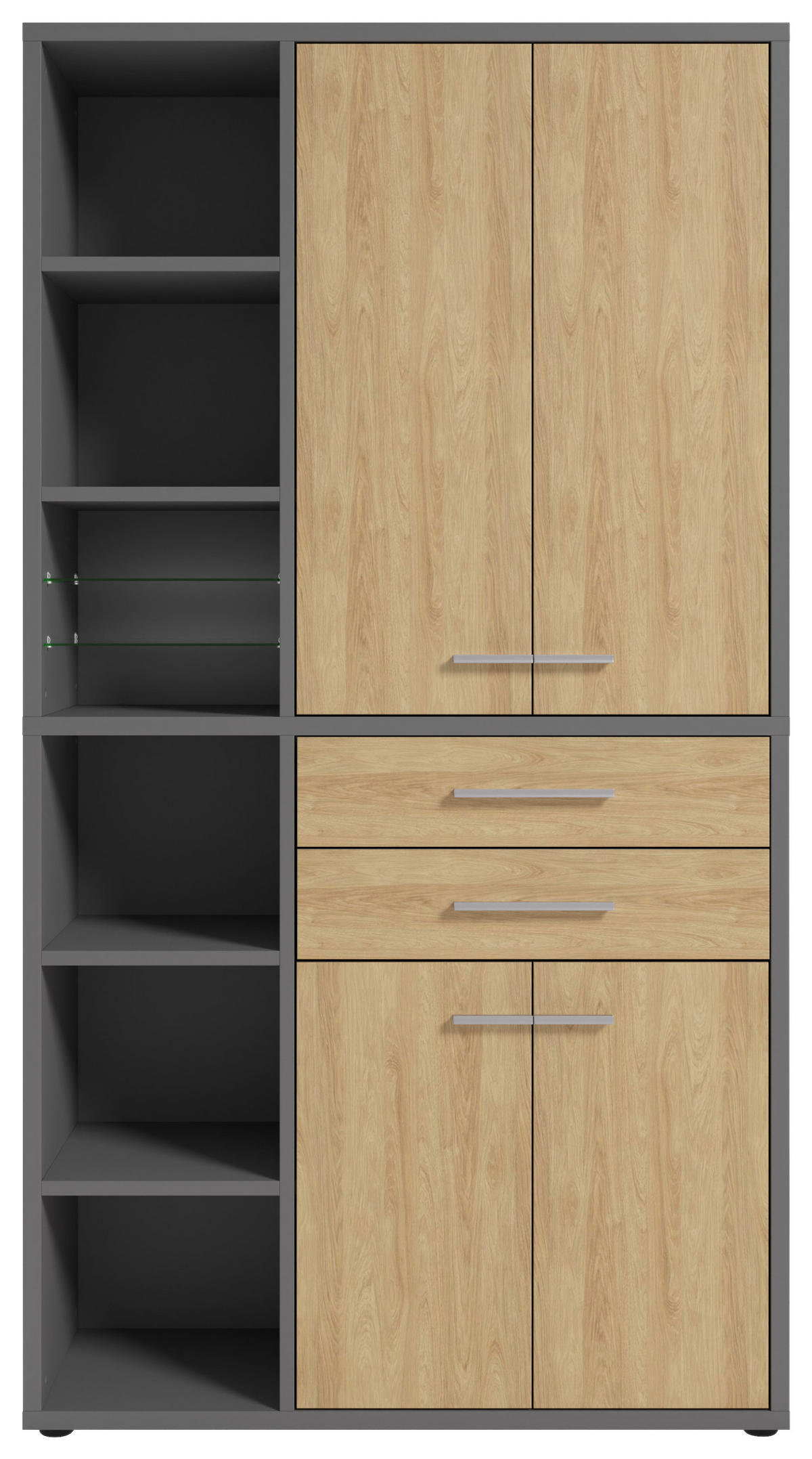 AKTENSCHRANK Eiche Grau, Hickory  - Grau/Hickory, MODERN, Holz/Holzwerkstoff (116,5/215,4/40cm) - Novel