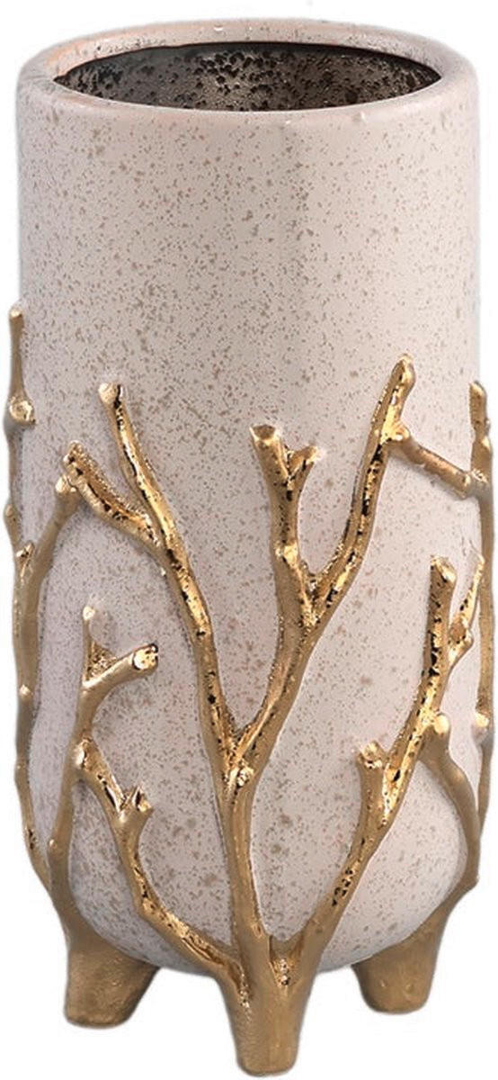 DEKORATIVNA VAZA  keramika  - zlate barve/bež, Design, keramika (12/12/24.5cm)