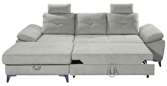 ECKSOFA Hellgrau Mikrovelours  - Chromfarben/Hellgrau, KONVENTIONELL, Kunststoff/Textil (170/270cm) - Carryhome