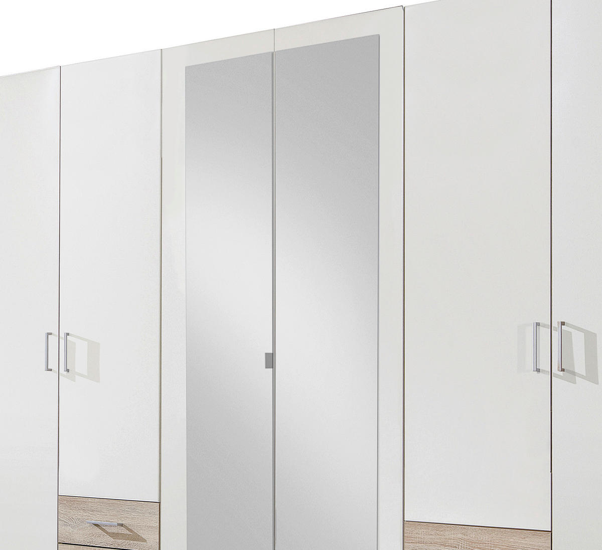 DREHTÜRENSCHRANK 270/210/58 cm 6-türig Weiß, Eichefarben  - Eichefarben/Silberfarben, Design, Glas/Holzwerkstoff (270/210/58cm) - MID.YOU