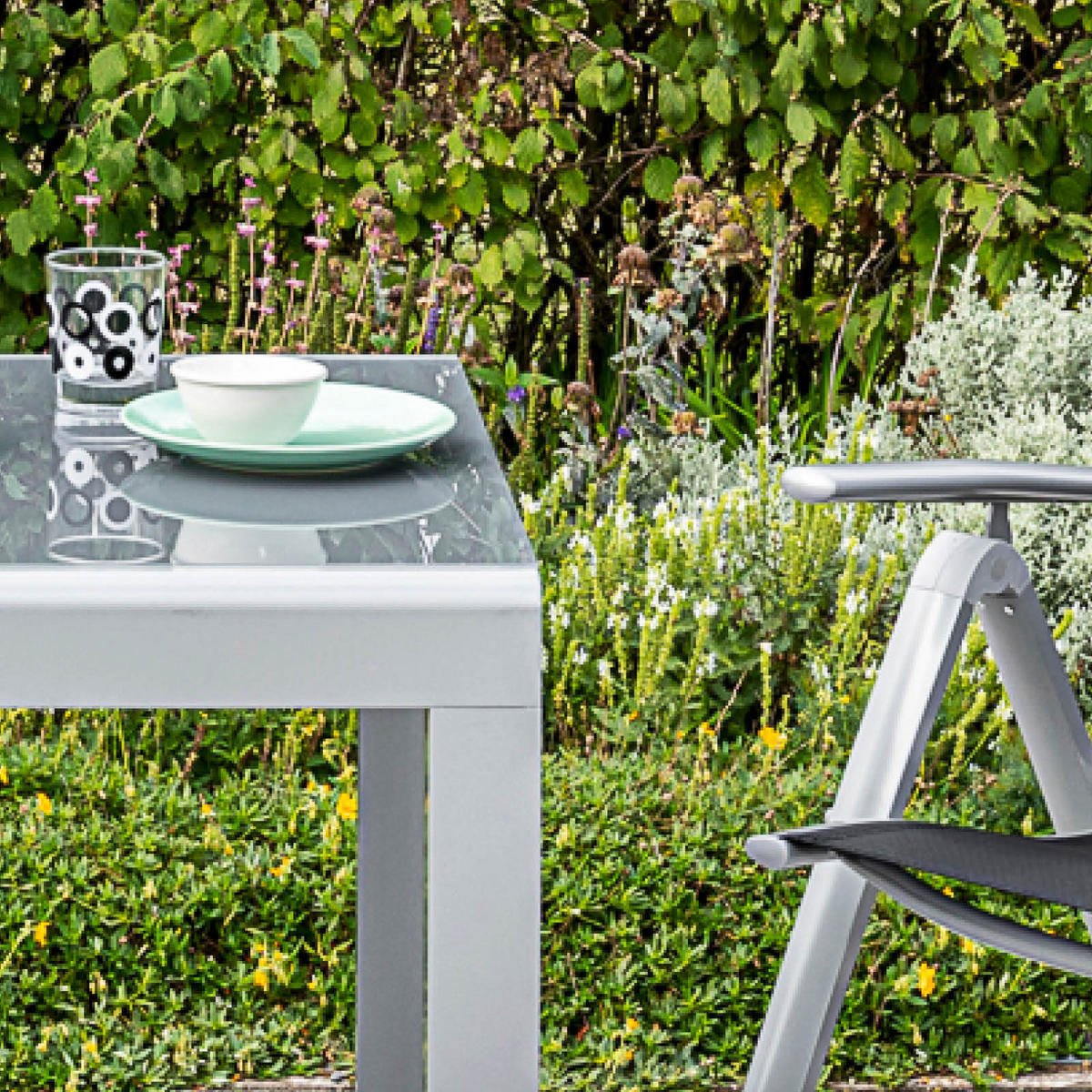 BALKONSET   - Schwarz, ROMANTIK / LANDHAUS, Textil/Metall - Gardenson