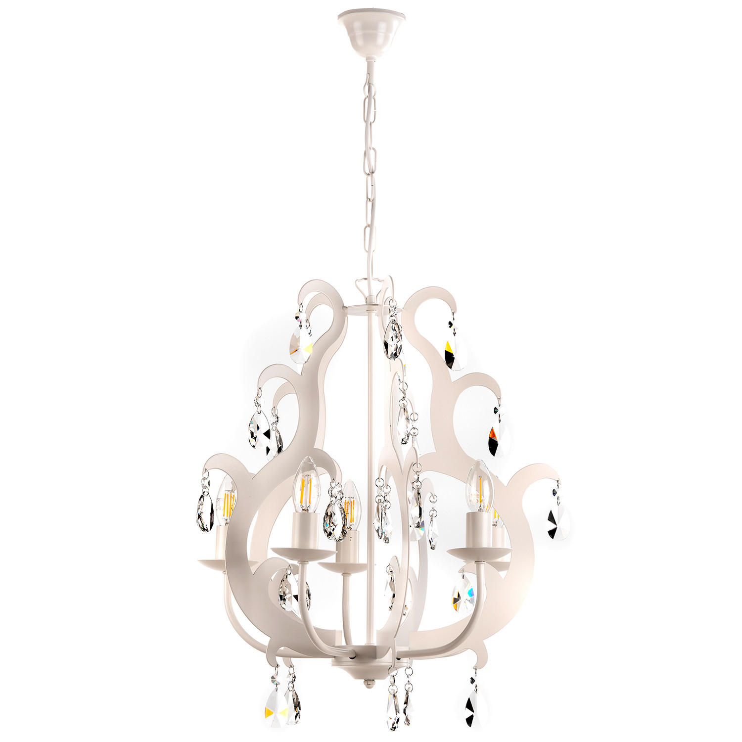 KRISTALL-HÄNGELEUCHTE 45/110 cm   - Weiß, Trend, Glas/Metall (45/110cm)