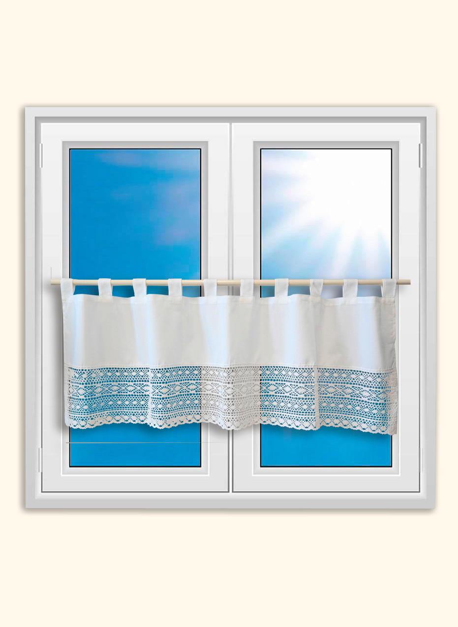KURZGARDINE   140/48 cm   - Weiß, KONVENTIONELL, Textil (140/48cm)