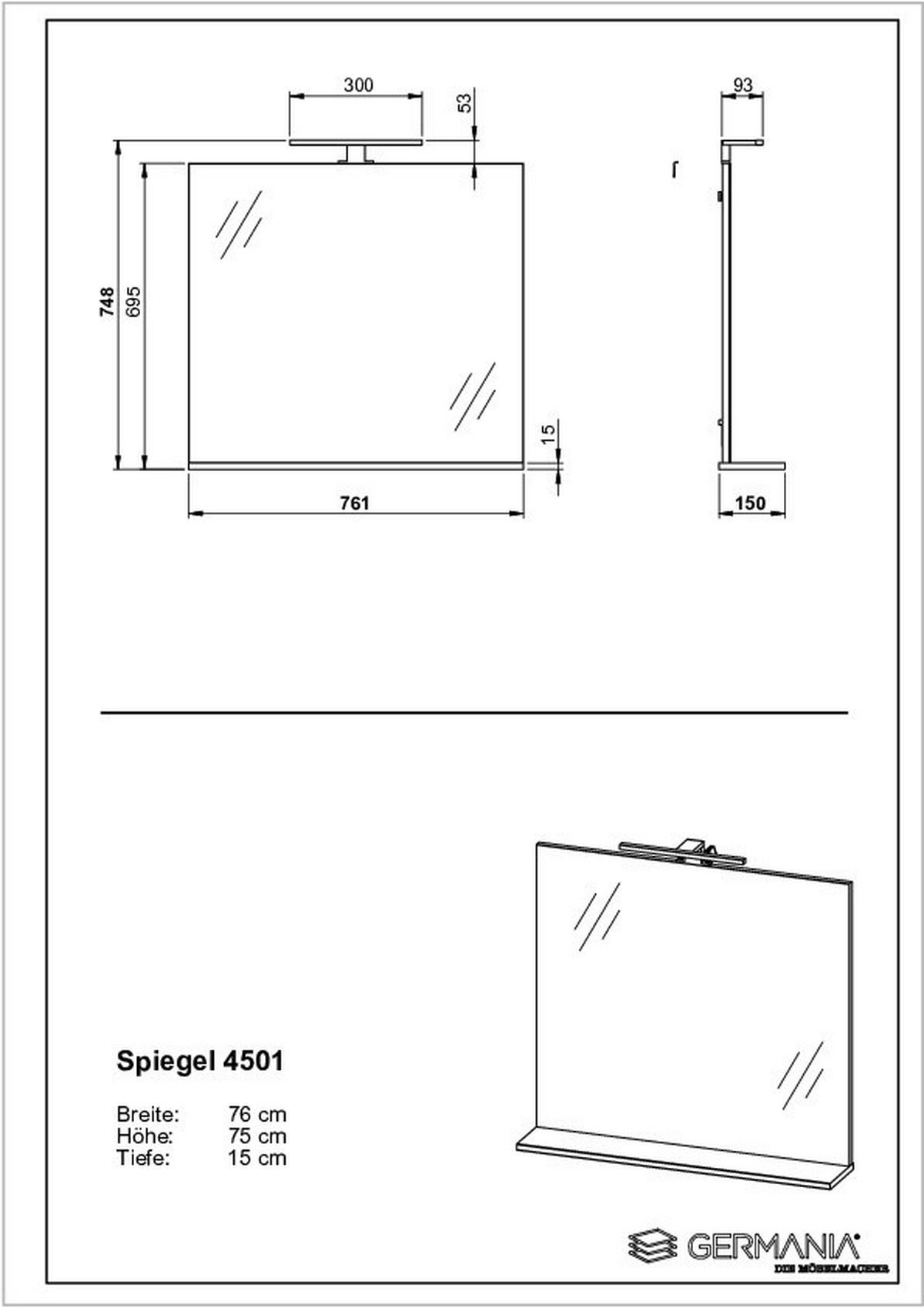 BADEZIMMER 3-teilig  in 130 cm  - Eichefarben/Schwarz, MODERN, Holzwerkstoff/Kunststoff (130cm) - Germania
