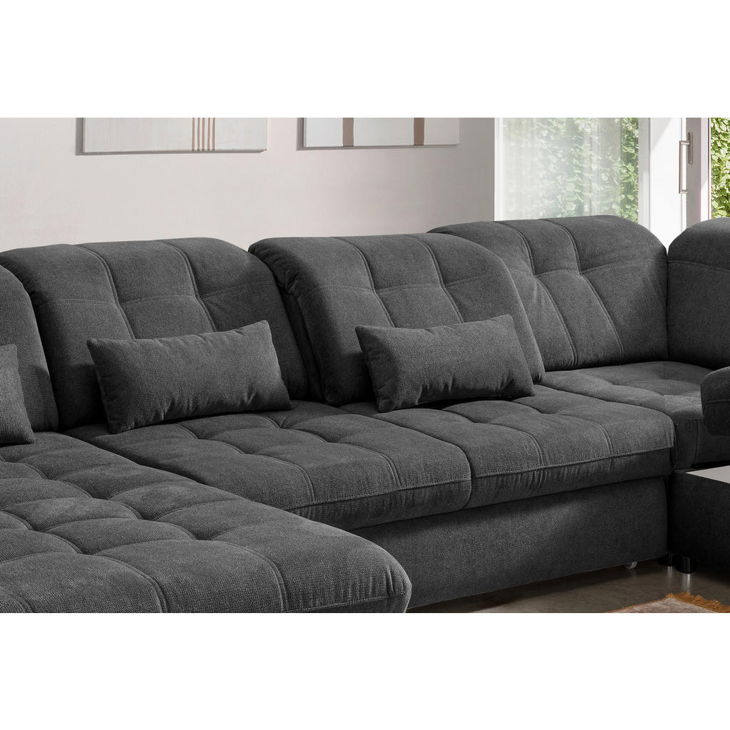 Thumbnail - Livetastic Wohnlandschaft, Anthrazit, Textil, Uni, 7-Sitzer, Füllung: Schaumstoff, Ottomane rechts, U-Form, 387x252 cm, ...