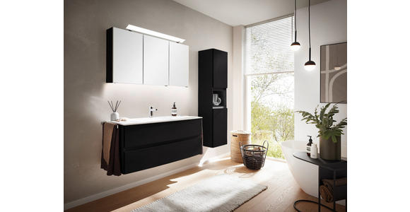 BADEZIMMER in 121,2 cm - Dunkelgrau/Weiß, Design, Glas/Holzwerkstoff (121,2cm) - Novel