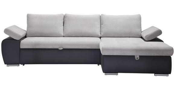 ECKSOFA in Flachgewebe Hellgrau, Dunkelgrau  - Dunkelgrau/Hellgrau, Design, Kunststoff/Textil (271/175cm) - Xora