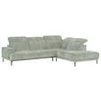 ECKSOFA Mintgrün Chenille Kopfteilverstellung, Sitztiefenverstellung  - Schwarz/Mintgrün, Design, Textil/Metall (307/243cm) - Xora