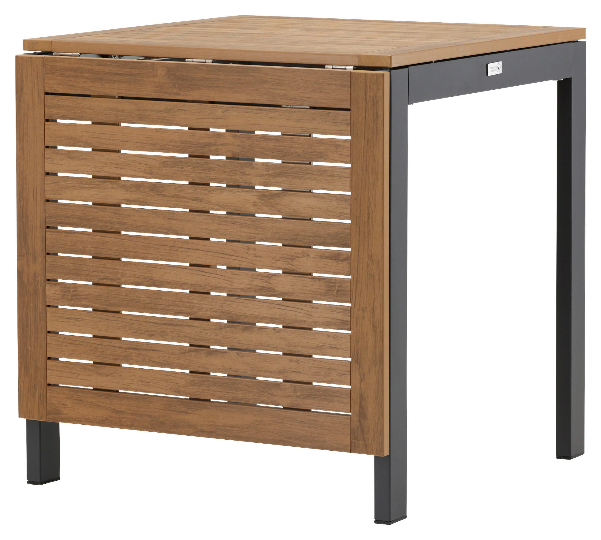 BALKONTISCH Holz, Metall Braun, Schwarz  - Schwarz/Braun, KONVENTIONELL, Holz/Metall (70/70/75cm) - Gardenson