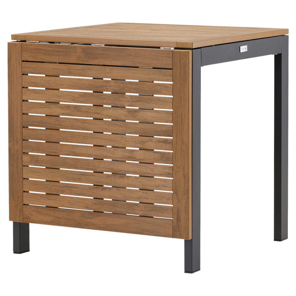 Thumbnail - Gardenson Balkontisch, Braun, Schwarz, Holz, Metall, quadratisch, 70x75x70 cm, ausziehbar, wetterbeständig, Balkonmöbel,...