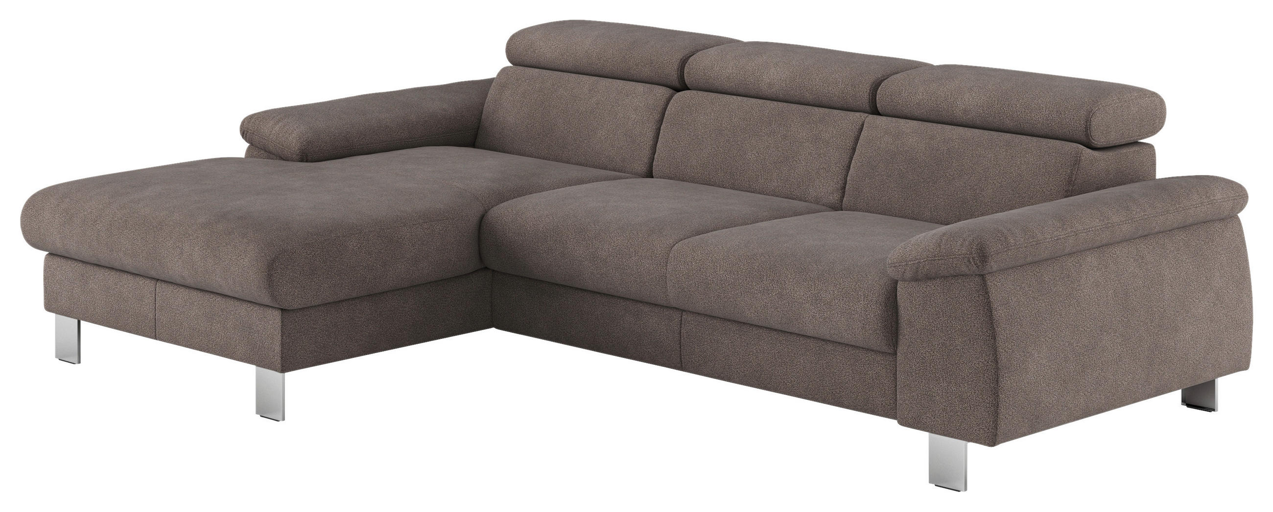 ECKSOFA in Flachgewebe Dunkelgrau  - Chromfarben/Dunkelgrau, Design, Textil/Metall (166/244cm) - Livetastic