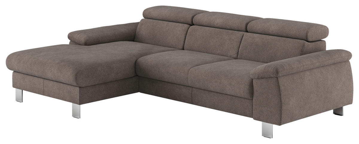 ECKSOFA in Flachgewebe Dunkelgrau  - Chromfarben/Dunkelgrau, Design, Textil/Metall (166/244cm) - Livetastic