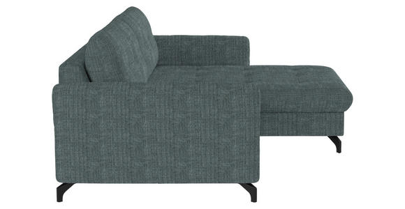 ECKSOFA in Flachgewebe, Leinenoptik Blau  - Blau/Schwarz, Design, Textil/Metall (242/170cm) - Xora