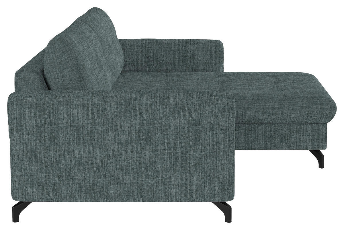 ECKSOFA in Flachgewebe, Leinenoptik Blau  - Blau/Schwarz, Design, Textil/Metall (242/170cm) - Xora