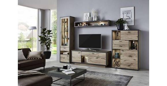 HIGHBOARD 95,8/140,9/37,4 cm  - Dunkelgrau/Eichefarben, Design, Holzwerkstoff/Kunststoff (95,8/140,9/37,4cm) - Xora