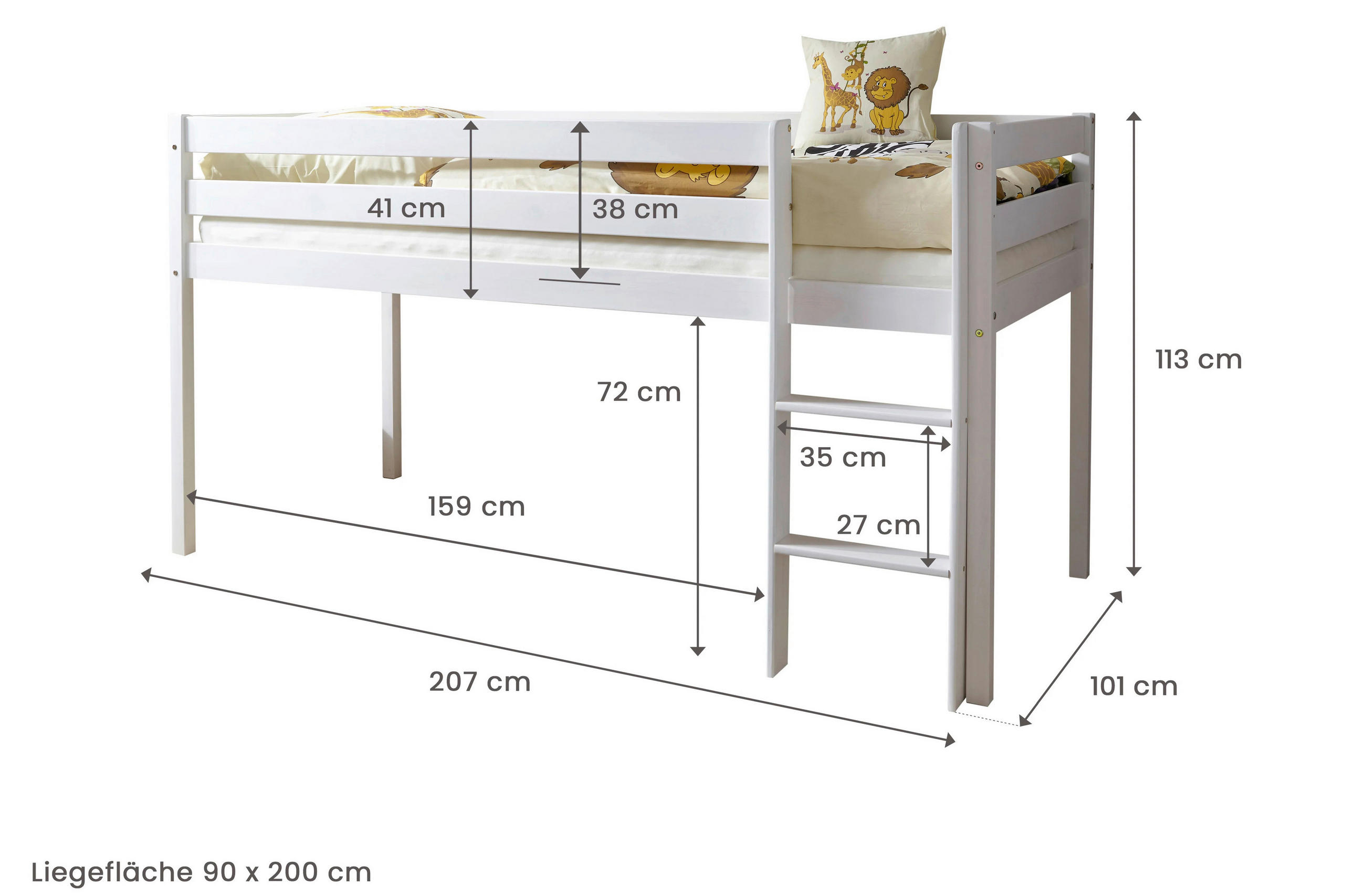 POGRAD - bela/naravne barve, Natur, tekstil/les (90/200cm) - MID.YOU