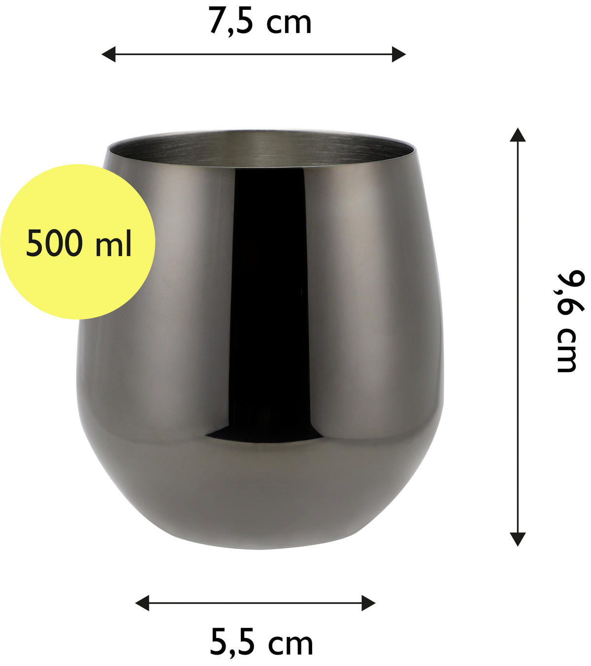 GLÄSERSET  6-teilig  - Schwarz, Trend, Metall (9,9cm) - Echtwerk