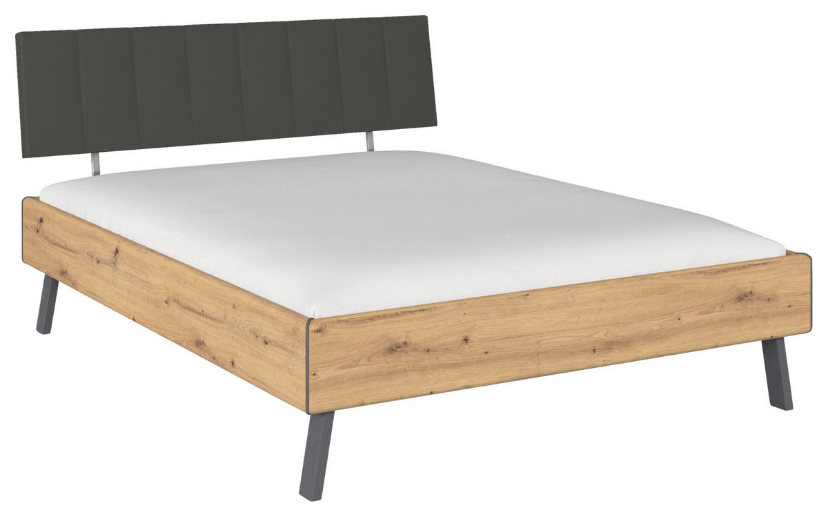 BETT 160/200 cm  in Eiche Artisan  - Eiche Artisan/Grau, Design, Holzwerkstoff/Textil (160/200cm) - Carryhome