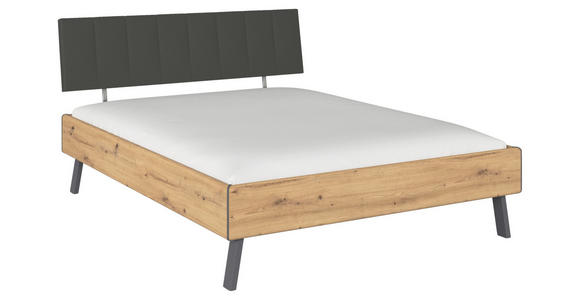 BETT 160/200 cm  in Eiche Artisan  - Eiche Artisan/Grau, Design, Holzwerkstoff/Textil (160/200cm) - Carryhome