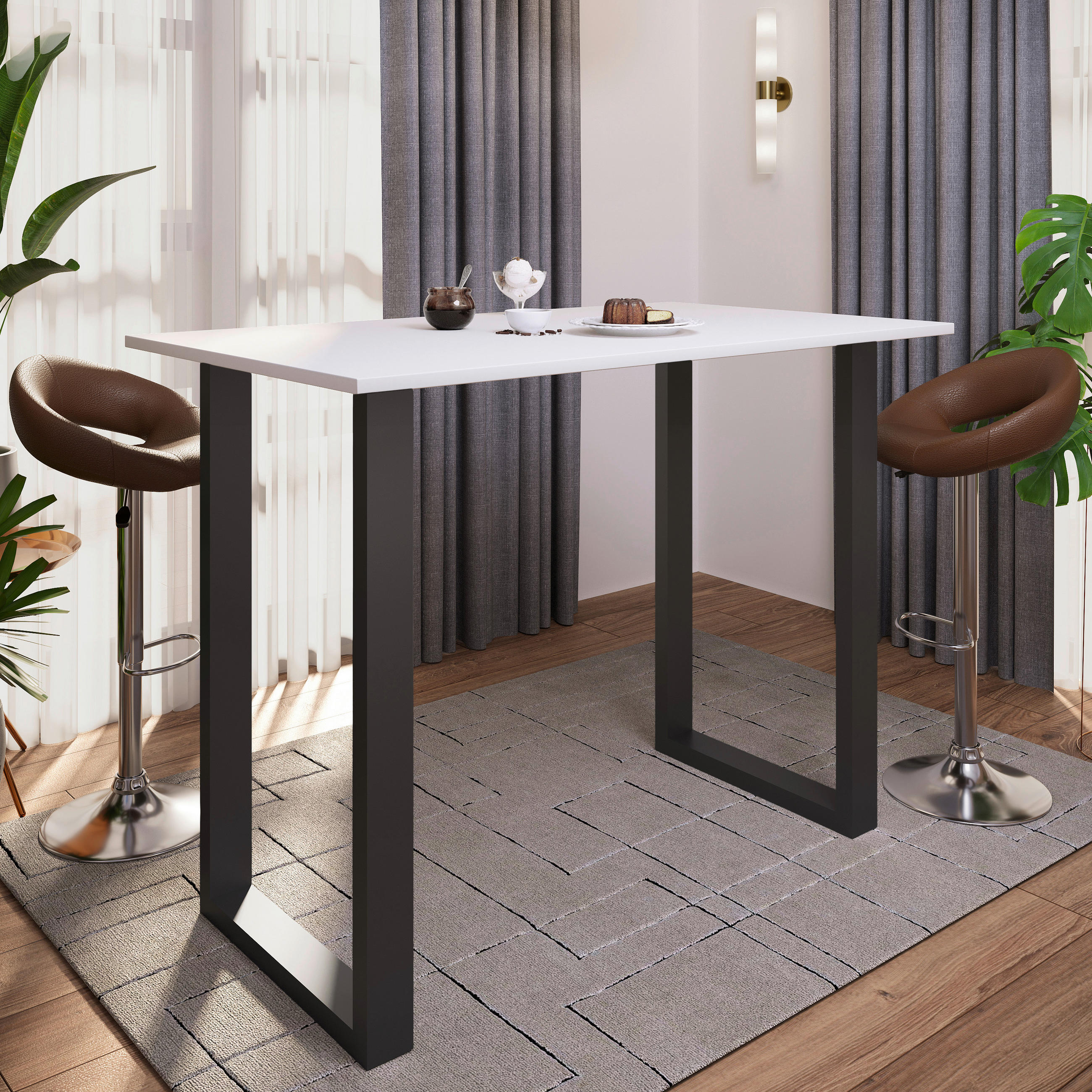 BARTISCH in Metall, Holzwerkstoff 140/102/80 cm   - Anthrazit/Schwarz, KONVENTIONELL, Holzwerkstoff/Metall (140/102/80cm)