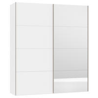 SCHWEBETÜRENSCHRANK  in Weiß  - Edelstahlfarben/Weiß, Design, Glas/Holzwerkstoff (203/236/65cm) - Boxxx