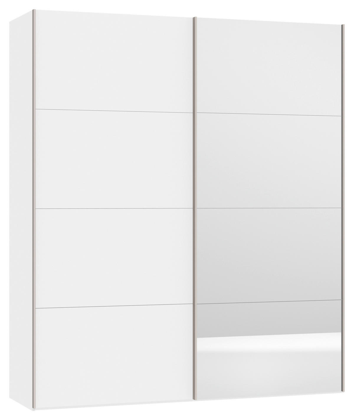 SCHWEBETÜRENSCHRANK  in Weiß  - Edelstahlfarben/Weiß, Design, Glas/Holzwerkstoff (203/236/65cm) - Boxxx