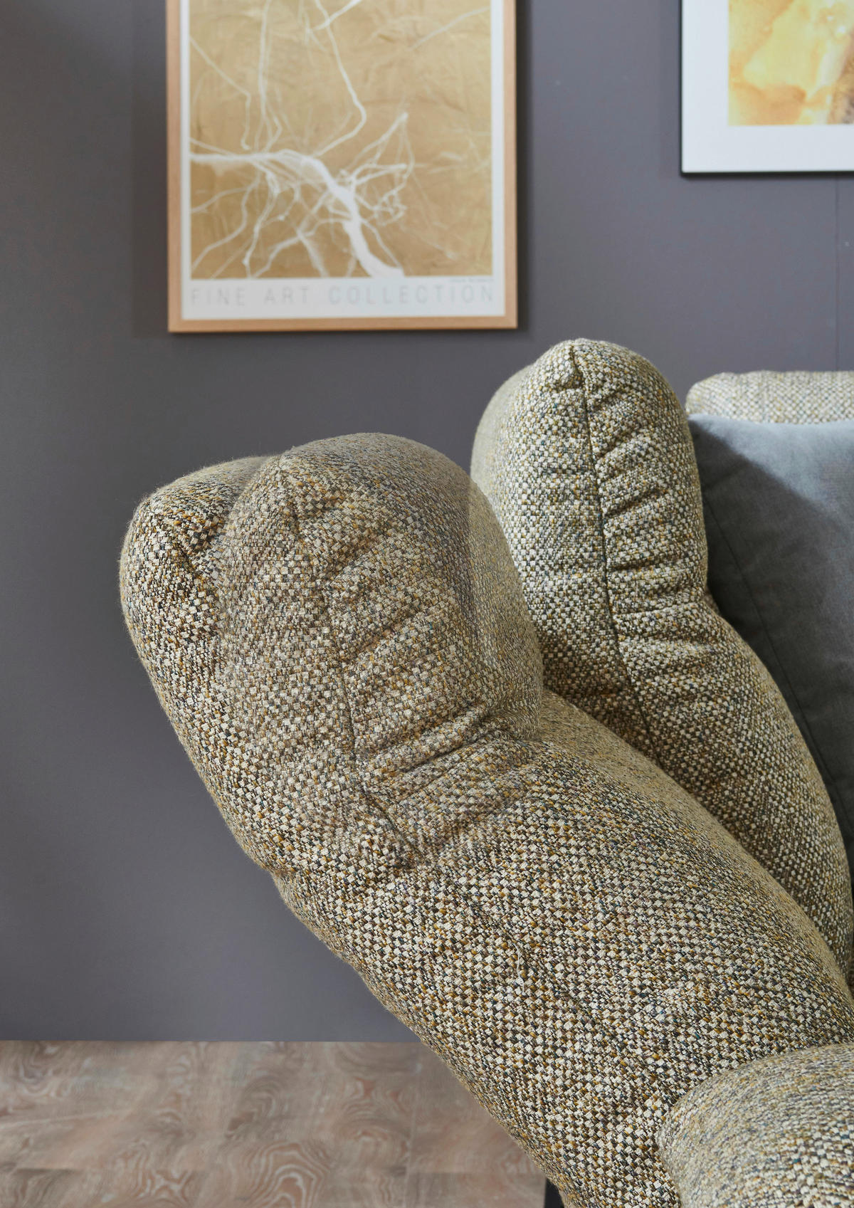 ECKSOFA in Webstoff Graubraun  - Graubraun/Schwarz, Design, Textil/Metall (223/290cm) - Moderano