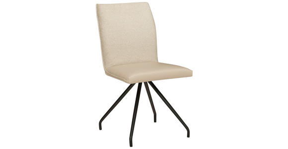 STUHL  , fleckschutzimprägniert, Stoffauswahl, Typenauswahl  , Mikrofaser  ,  - Beige/Schwarz, Design, Textil/Metall (49/91/60cm) - Moderano