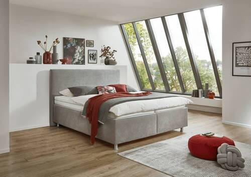 POLSTERBETT Matratze, gepolstertes Kopfteil, Lattenrost, Bettkasten 160/200 cm  in Beige  - Beige/Alufarben, Design, Holz/Holzwerkstoff (160/200cm) - Beldomo - Sleep
