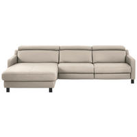 ECKSOFA Echtleder Greige  - Greige/Schwarz, Design, Leder/Metall (176/291cm) - Valdera