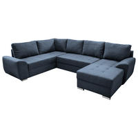 WOHNLANDSCHAFT Blau Mikrofaser  - Chromfarben/Blau, KONVENTIONELL, Textil/Metall (218/292/156cm) - Livetastic
