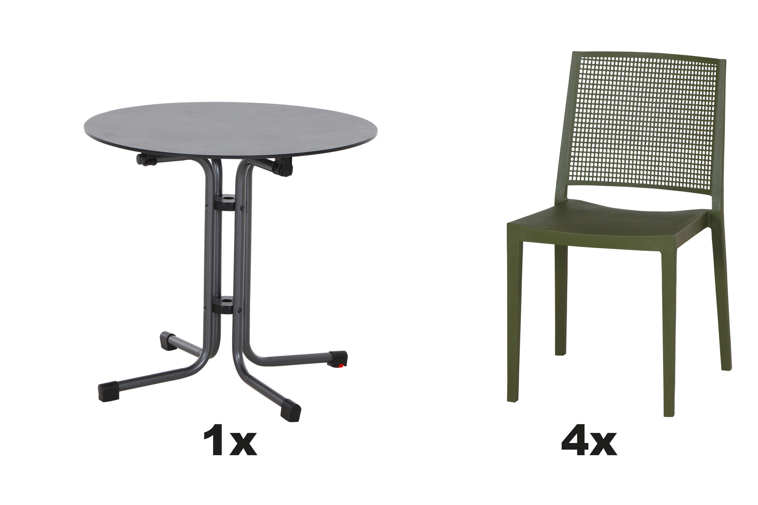 GARTENGARNITUR 5-teilig Stahl  - Grün, Basics, Kunststoff/Metall (80/80/80cm) - Siena Garden