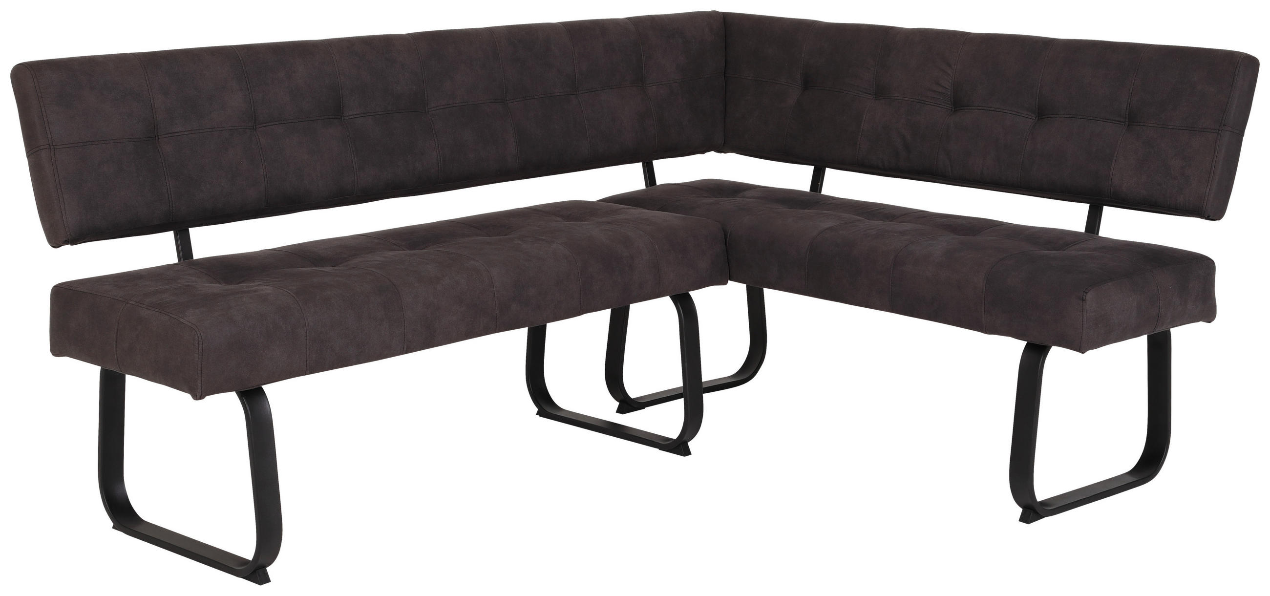 ECKBANK 202/152 cm  in Dunkelgrau  - Dunkelgrau/Anthrazit, MODERN, Textil/Metall (202/152cm) - MID.YOU