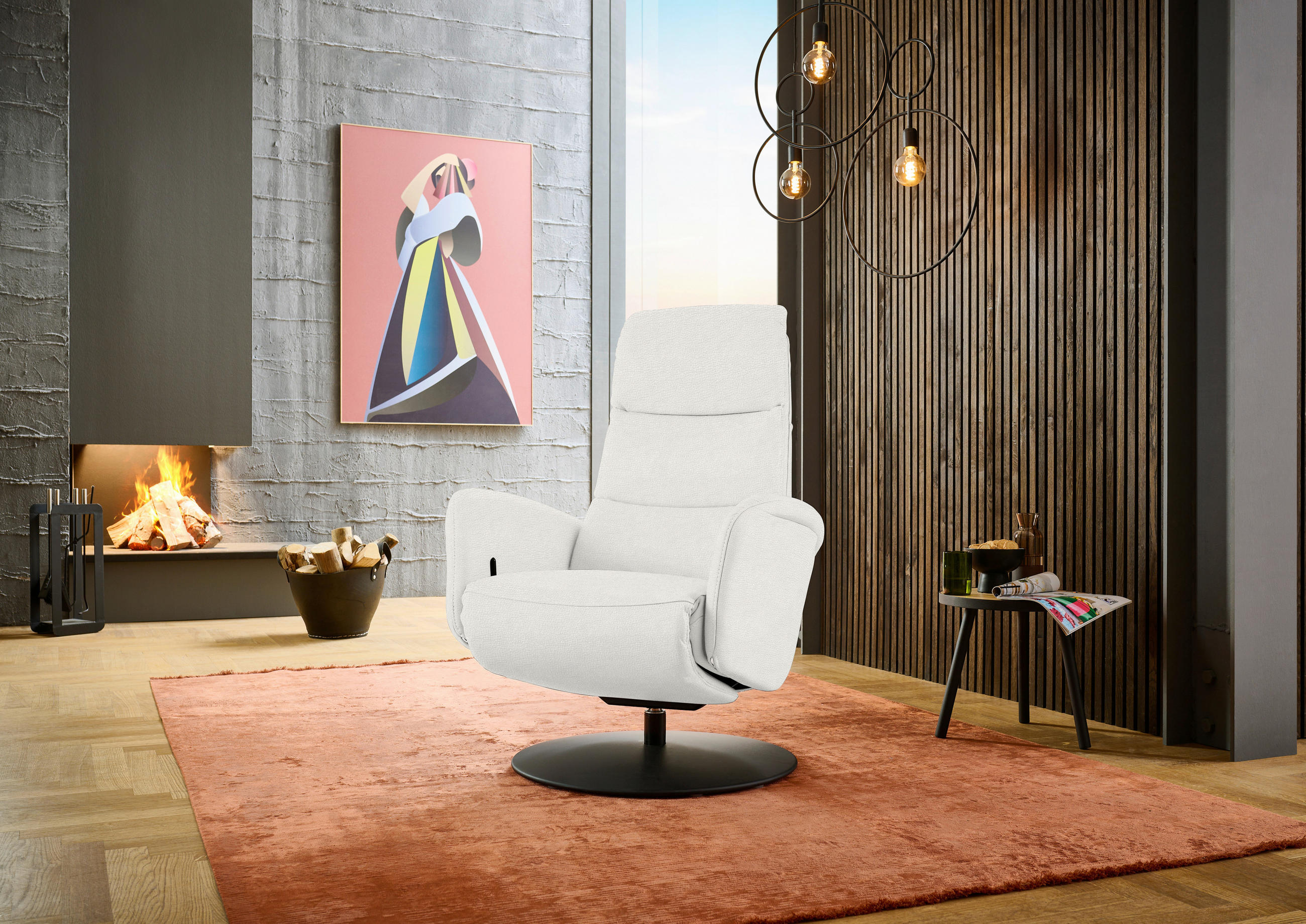 RELAXSESSEL in Leder Weiss  - Weiss/Schwarz, Design, Leder/Metall (76/108/86cm) - Dieter Knoll